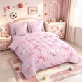 thumbnail image 2 of Manfei Baseball Ball Games 7pcs Queen Bedding,Cute Ribbon Bowtie Bedding Comforter Set Queen,Pink Reversible, 2 of 7