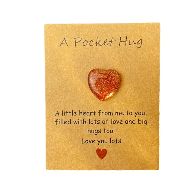 Coffee Heart Shaped Gift Crystal Natural Stone Wholesale Jewelry With Card Paper Coffee Color 3.54X2.36 Inches Pocket Token Keepsake For Birthday Holiday Appreciation