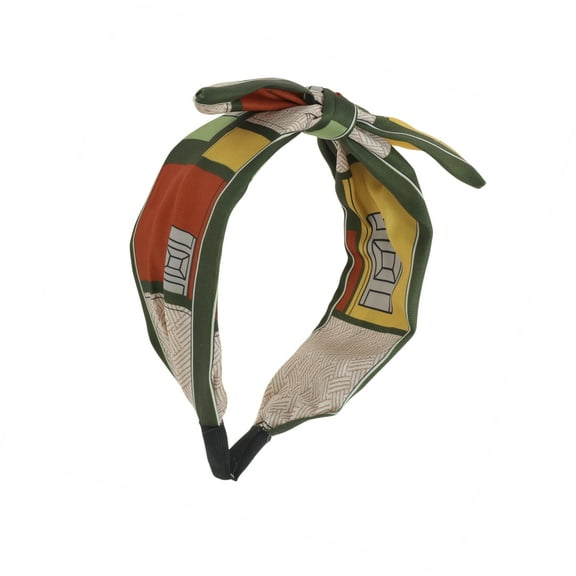 Vocoste 1 Pc Wide Tie Bow Geometric Headbands for Women Army Green