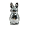 thumbnail image 2 of Tumdkd Handmade Mirror Glass Bunny Statue 6 Inch, White Foam Rabbit Sculpture with Shiny Reflective Accents, Easter Decoration for Home Tabletop, Glitter Ornament Centerpiece, 2 of 6