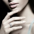 thumbnail image 3 of 1.08ctw Princess Cut CZ Halo Vintage Bridal Wedding Ring Set in Rhodium Plating, 3 of 8
