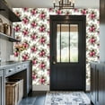 thumbnail image 3 of Peel and Stick Wallpaper Pink Bow Christmas Floral Bouquet Greenery Red Berries Wall Mural 17.7in x 9.8ft Self Adhesive Removable Wall Paper Renter Friendly Wallpaper for Nursery Bedroom Cabinets, 3 of 8