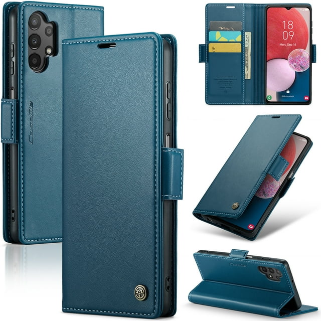 CaseMe Funda de Cuero For Samsung Galaxy A13/A04 con Bloqueo RFID, para Samsung Galaxy A13, Funda para Mujer y Hombres, Tarjetero con Cierre Magnético, Funda Tipo Folio For Samsung Galaxy A13/A04