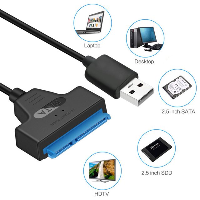USB 2.0 to SATA 22pin Adapter Converter Cable for 2.5in HDD SSD Hard Drives Sywqhk Para estrenar