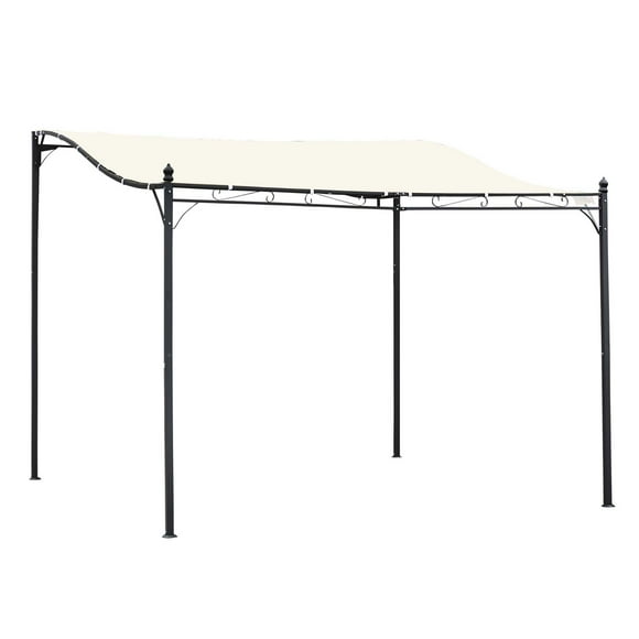 Outsunny 10'x10' Steel Pergola Gazebo Canopy Patio Outdoor Portable Sun Shelter Door Porch Cover Cream White