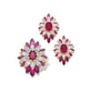 Oval and Marquise-Cut Created Red Ruby and Cubic Zirconia Floral Set 19.29 TCW 14k Gold Plated