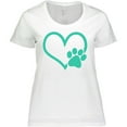 thumbnail image 3 of Inktastic Teal Heart with Paw Print Women's Plus Size T-Shirt, 3 of 5