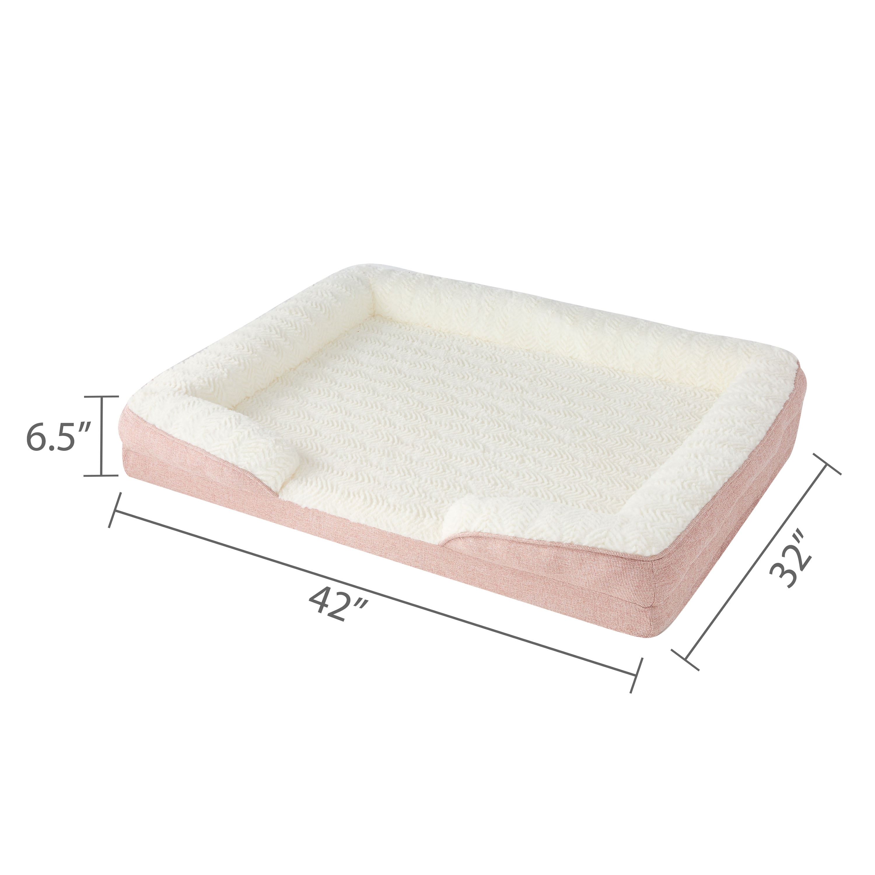 Vibrant Life Large Orthopedic Bolster Dog Bed, Pink, 32" x 42"