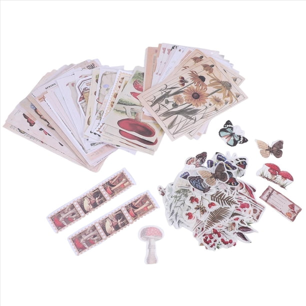 Juego de 200 piezas de artículos vintage para scrapbooking, diarios, agendas, pegatinas de papel DIY, efímeros y decoupage.