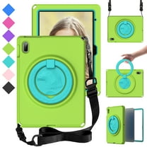 Dteck Built-in Screen Protector Case for iPad 11-inch (A16) 2025/iPad 10th Generation 10.9 inch,Shockproof Kids EVA Case Hand Grip 360° Rotating Stand Washable Tablet Cover with Shoulder Strap,Green