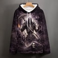 thumbnail image 5 of LAOLIUSN Men’s 3D All-Over Print Hooded Skeleton Hoodie, Gothic Skull Smoke Graphic Pullover Sweatshirt with Kangaroo Pocket, Lightweight Stretch, S-4XL, 5 of 7