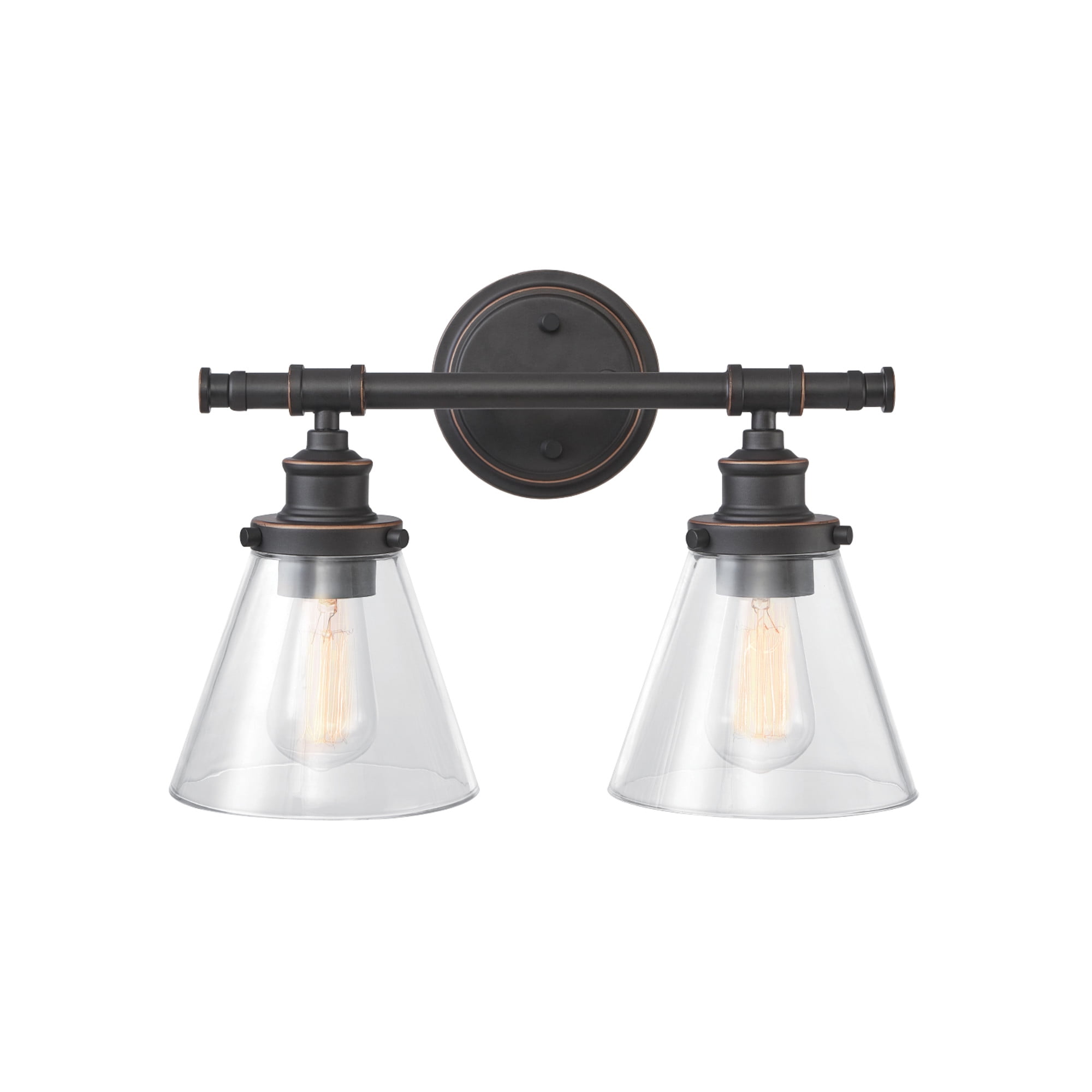 Globe Electric Parker 2 Light Oil Rubbed Bronze Vanity Light With Clear Glass Shades 51444 Walmart Com Walmart Com