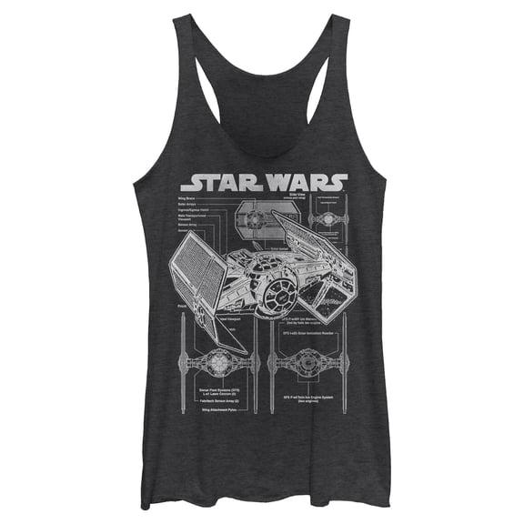 Womens Star Wars TIE Fighter Schematic Racerback Tank