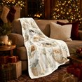 thumbnail image 3 of Vintage Bookshelf Puppy Vignettes, Cozy Pet Portrait Pattern, Warm Flannel Blanket for Living Room and Bedroom, Dog Lovers Just Because Gift, Pet Lover Home Decor, 3 of 9