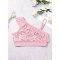 thumbnail image 5 of TiaoBug Kids Girls 2 Piece Hip Hop Dance Outfits Sequins Ruffle Sleeveless Crop Top with Jogger Cargo Pants Set Pink 14, 5 of 7