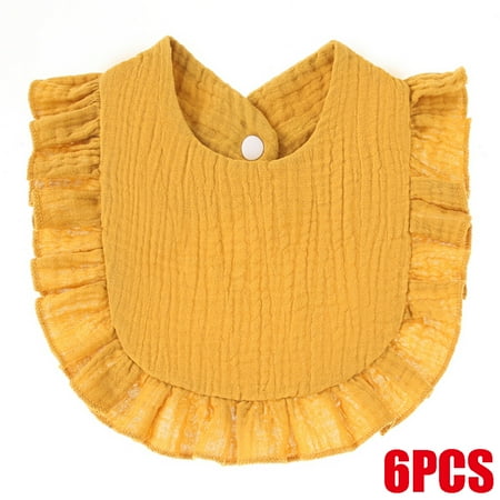 

6PCS Cotton Baby Bibs Rotation for Teething Drooling Yellow 0-1year