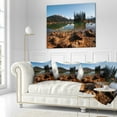 thumbnail image 2 of Designart Beautiful Clear Lake with Pine Trees - Landscape Printed Throw Pillow - 16x16, 2 of 4
