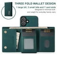 thumbnail image 4 of for iPhone 17 PU Leather Wallet Case, Classic Detachable Magnetic Back Card Pockets Shockproof Protective Business Kickstand Phone Case Cover for iPhone 17, Green, 4 of 9