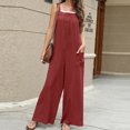 thumbnail image 2 of Kmdttou Women Pullover Hoodie Pockets for Women's Sleeveless Loose Overalls Rompers Cotton Linen Wide Leg Jumpsuits on Clearance!, 2 of 8