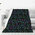 thumbnail image 3 of Cute Cat Gifts Blanket Fleece Cute Cat Silhouettes Plush Funny Print for Adult Kids Soft Lightweight 80" x 60" Bedroom Birthday Decorations Christmas Decor Travel All Season Cartoon Animal Black, 3 of 6