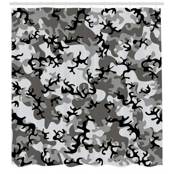 Camo Shower Curtain Battledress Concept Concealment Artifice Hiding Force Uniform Pattern Fashion Fabric Bathroom Set With Hooks 69w X 84l Inches Extra Long Black Grey Silver By Ambesonne Walmart Com Walmart Com