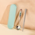 thumbnail image 2 of Leodye 1PCS Stainless Steel Portable Cutlery Set Spoon fork Chopsticks with Case Design Camping office Student Meal Utensil Accessory -8.66*2.16in, 2 of 6