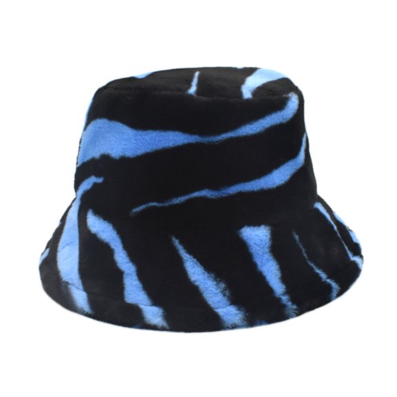 Charmgo Trucker Hat Clearance, Autumn and Winter Cow Pattern Fisherman Cap Female Plush Warm Hat Korean Version Of The Net Red Striped Basin Cap Bucket Hat Baseball Cap, Sun Hats for Women Blue