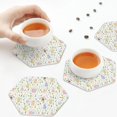 thumbnail image 3 of KLL Drink Coasters Set Hexagon of 4,PU Leather Absorbent Coasters Set Decorative Coffee Cup Coasters Housewarming Gift for Home Decor-Flower Rabbit, 3 of 5