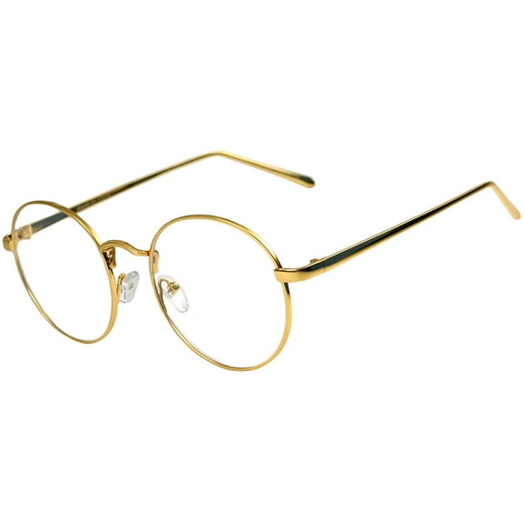 Round Sunglasses - (71) Gold Yellow Frame / Clear Lens