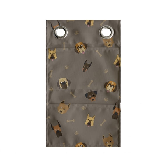 Dog Lover Hanging Pocket Organizer, Repetitive Pattern of Pet Heads Paw Prints and Bones, Printed Polyester Storage Bag with Pockets, 9" x 16", Multicolor