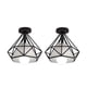 thumbnail image 1 of Lámparas colgantes con forma de jaula de diamante industrial retro, candelabros de metal negro para decoración de sala de estar, dormitorio y cocina, 1 of 6