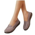 thumbnail image 4 of Women's Leather Hollow Round Toe Slip on Loafers Shoes Fashion Breathable Soft Bottom Shallow Mouth Flat Driving Walking Shoes Casual Boat Shoes, 4 of 9