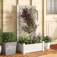 thumbnail image 4 of Costway Outdoor Planter Box with Trellis Water Level Indicator Removable Space Dividers Greyish-white, 4 of 10