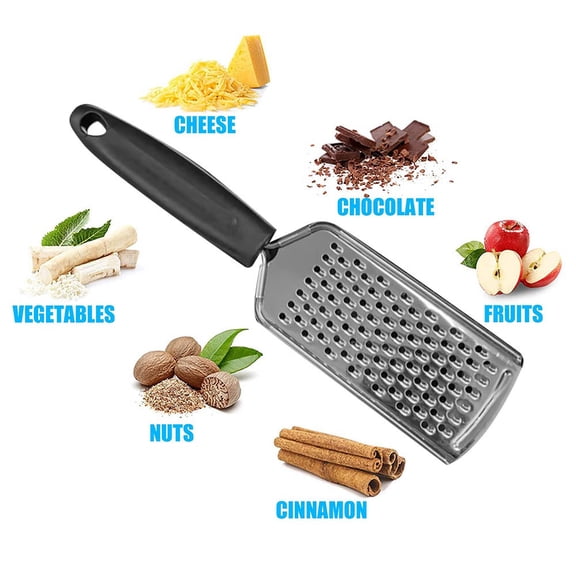 Stainless Steel Handheld Cheese Grater with Handle | Flat Kitchen Grater for Cheese, Chocolate, Spices & Vegetables | Easy to Clean & Dishwasher Safe | 1-Pack