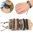 thumbnail image 1 of Decoraciones artesanales, 2 juegos de pulsera de cuero pulsera de cuero trenzado pulsera envolvente funcionalidad de alta precisión, 1 of 9