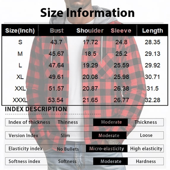 Dweltoz Men's Plaid Flannel Hoodie Shirt Fashion Casual Long Sleeve Button Up Jacket with Pocket Fall to Winter,White S
