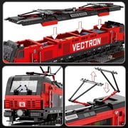 Train Building Block Kit with Base, MOC City Train Sets, Classic Vectron Electric Truck 66019,1757 PCS