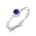 thumbnail image 2 of 0.50 Ctw Round Lapis 925 Sterling Silver Solitaire Geometric Woman Valentines Day Gifts Ring, 2 of 4