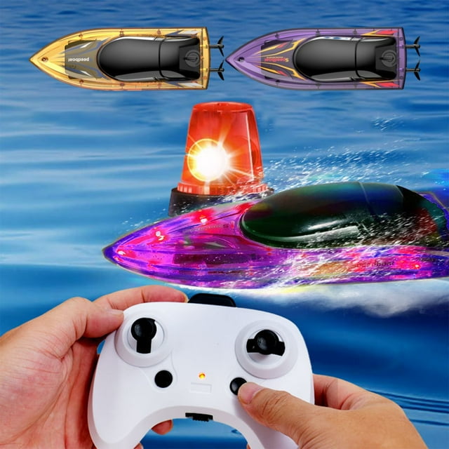 Sentmoon Summer Toys Stocking Stuffers for Kids For Boyss 1-3 Years .4G Remote Control Boats High-speed Speed Boats Colours Light Switched Children's Toys