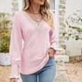 thumbnail image 4 of Baqcunre Long Sleeve Shirts For Women Womens Long Sleeve Tees For Womens V Neck Lace Patchwork Long Sleeve Casual Shirts Blouses Tops Womens T Shirts Womens Blouses Pink XL, 4 of 9