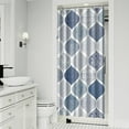 thumbnail image 2 of Small Stall Narrow Shower Curtain 36"W x 72"L – Tropical Bohemian Leaves, Mid-Century Abstract Boho Botanical Bathroom Decor, Vintage Floral Palm Leaf Pattern, Rustic Tribal Folk Style, 2 of 5