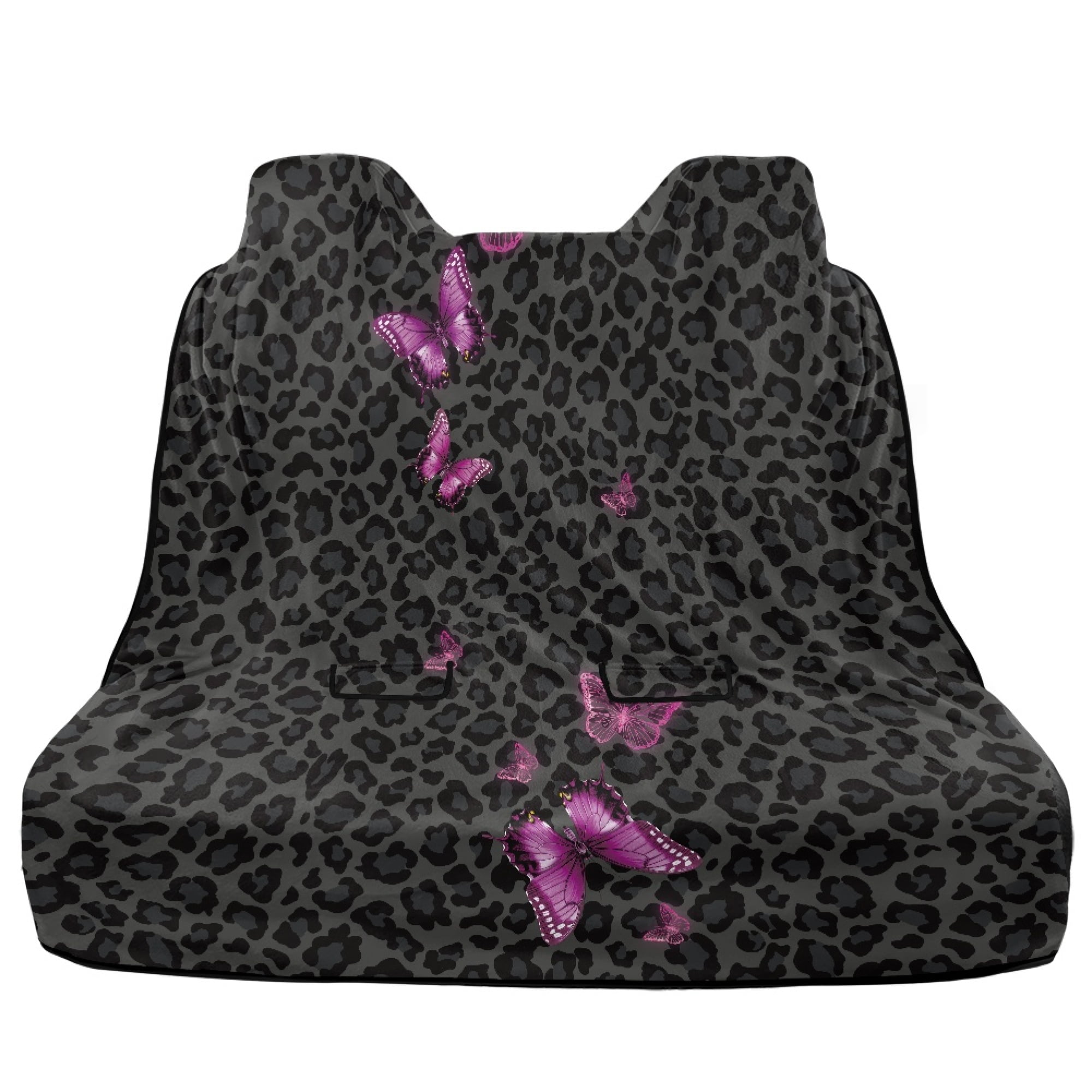 Drydeepin Butterfly Cheetah Leopard Car Seat Covers for Backseat, Rear Bench Seat Cover Towel Saddle Blanket Seat Protector Universal Auto Accessories for Trucks Van SUV, Black
