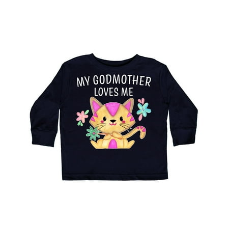 

Inktastic My Godmother Loves Me with Cute Kitten and Flowers Gift Toddler Boy or Toddler Girl Long Sleeve T-Shirt