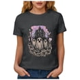 thumbnail image 6 of Women Multicolor Halloween Graphic Print Short Sleeve Crew Neck T-Shirt, Soft Loose Basic Casual Blouse Tops for Daily Autumn Wear and Holiday Party Dressing XL Gray, 6 of 8