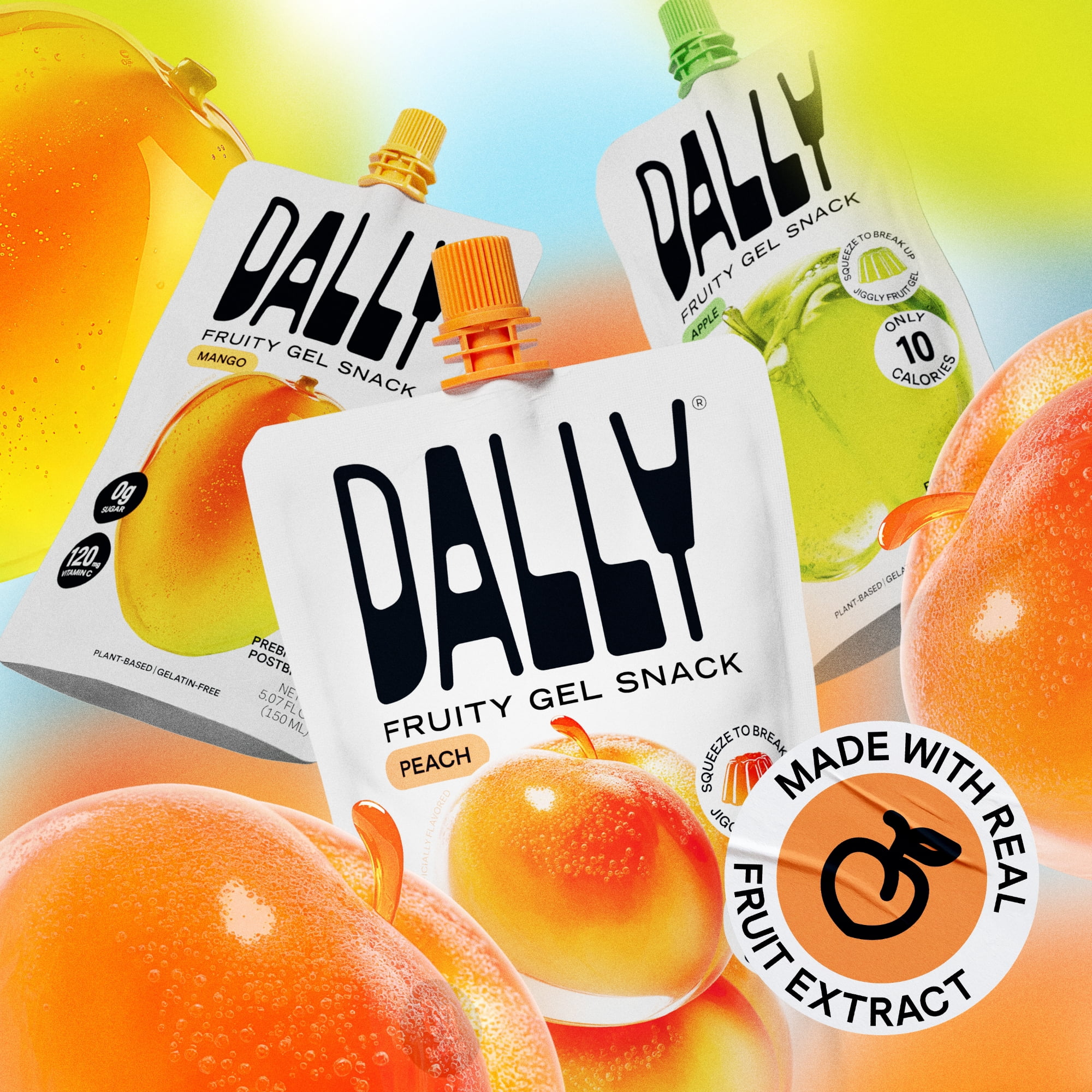 DALLY Peach Fruity Gel Snack, 5.07 Fl Oz Pouch