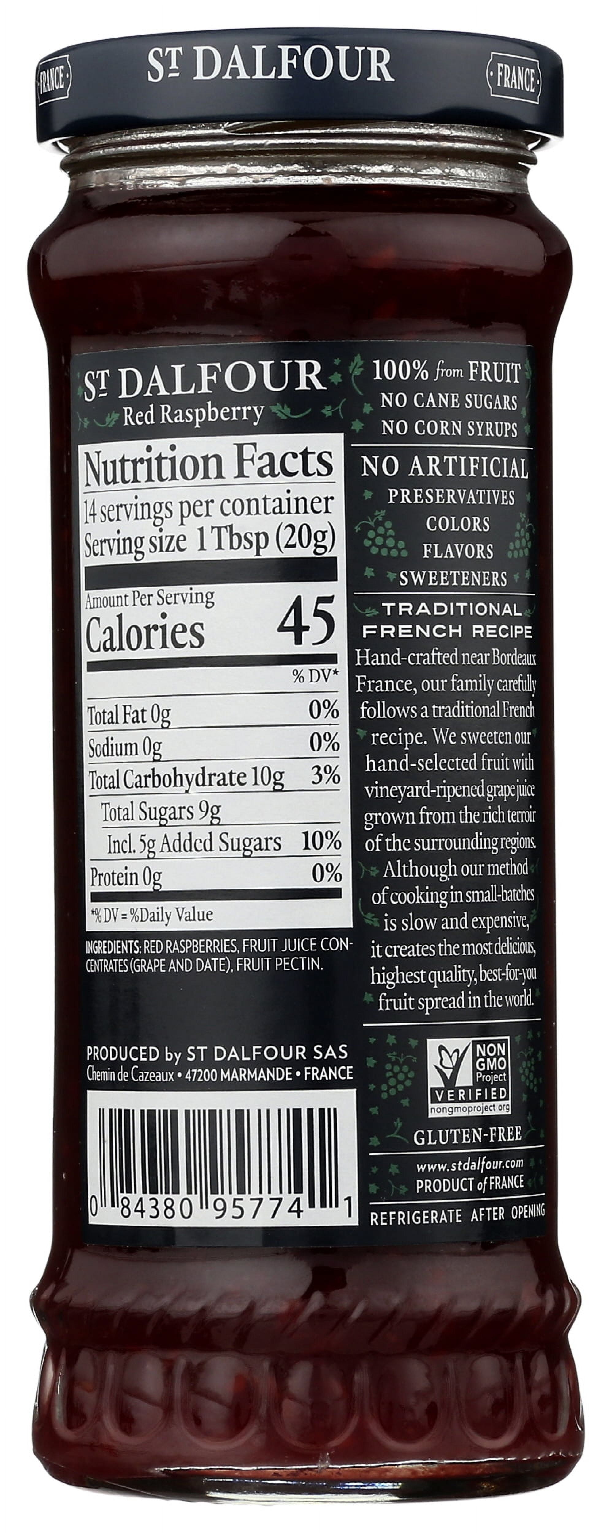 Pack of 6, St Dalfour Red Raspberry Fruit Spread, 10 oz