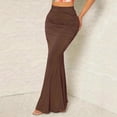 thumbnail image 5 of Dianli Maxi Skirt Pleated Long Skirt Solid Color Fold Elastic Waist High Waisted Flowing Mid Calf Length Breathable Pull On Casual Beach Travel Everyday Maxi Skirt, 5 of 7
