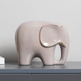 thumbnail image 2 of Estatua de elefante de cerámica moderna, escultura artesanal para estantería de sala de estar. Gris L, 2 of 8