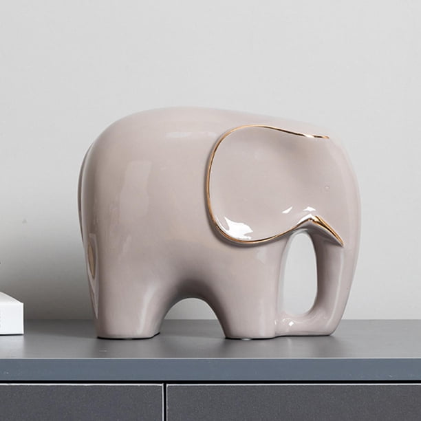 Escultura de estatua de de cerámica hecha , adorno de Animal, artesanía para soporte de TV, hogar, dormitorio, de Navidad , gris L Macarena Estatua de elefante