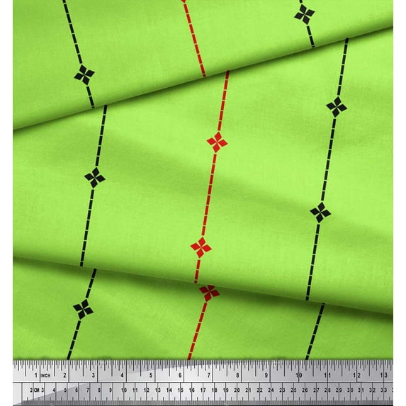 Soimoi Green Poly Georgette Fabric Pannahazar Jamdani Decor Fabric Printed Yard 52 Inch Wide